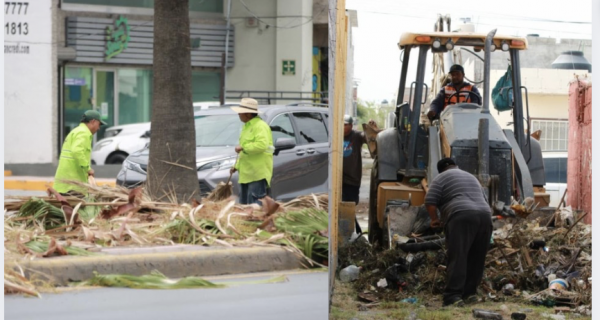 Refuerza Javier Díaz limpieza de callejones con maquinaria pesada